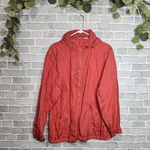 VINTAGE Vivid Red Windbreaker Jacket 80s 90s Tog Shop Athletic Full Zip Hooded